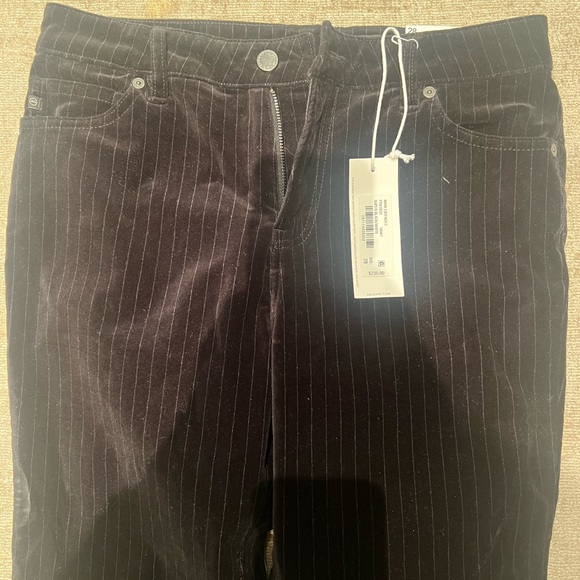 AG pinstripe velvet Jeans in Black and White
